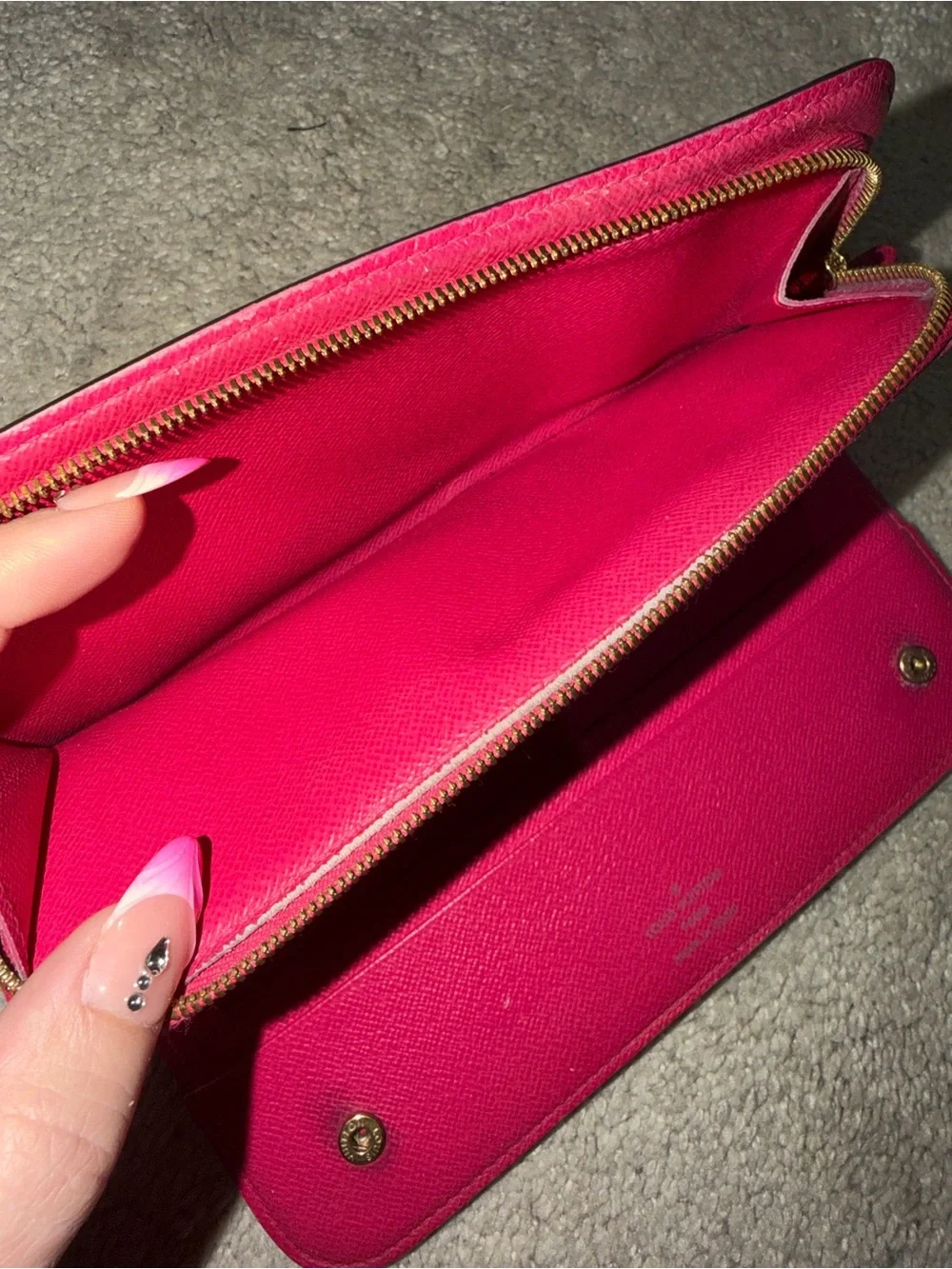 Louis Vuitton Monogram Zip Wallet in Brown with Pink interior rare